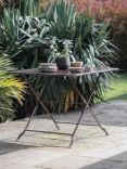Nkuku Ekete Folding Square Iron Garden Bistro Table, 90cm, Nearly Black
