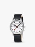 Mondaine MSD.41411.LBV Men's Neo Chronograph Vegan Leather Strap Watch, Black