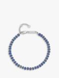 BARTLETT LONDON Men's Knot Lapis Beaded Bracelet, Silver/Blue
