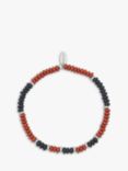 BARTLETT LONDON Men's Onyx Beaded Cord Bracelet, Red/Multi