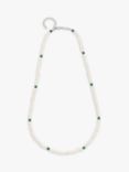 BARTLETT LONDON Men's Pearl and Malachite Beaded Necklace, Silver/Green