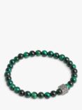 Coach Unisex Tiger's Eye Beaded Stretch Bracelet, Green