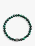 Coach Unisex Tiger's Eye Beaded Stretch Bracelet, Green