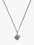 Coach Cube Pendant Curb Chain Necklace, Silver