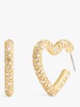 Coach Pavé Heart Hoop Earrings, Gold