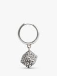 Coach Cube Bead Charm Huggie Hoop Earring, Silver