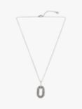 AllSaints Pave Oval Hoop Pendant Necklace, Warm Silver