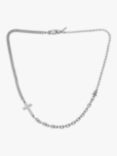 AllSaints Unisex Mixed Chain Strand Necklace, Warm Silver