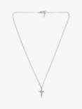 AllSaints Unisex Cross Pendant Necklace, Warm Silver