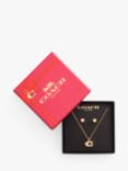 Coach Signature Sculpted C Pavé Pendant Chain Necklace and Earrings Jewellery Set, Gold/White