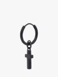 AllSaints Unisex Cross Drop Single Earring, Black