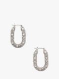 AllSaints Pave Oval Hoop Earrings, Warm Silver