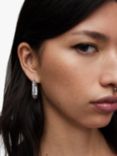 AllSaints Pave Oval Hoop Earrings, Warm Silver