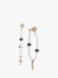 AllSaints Beaded Cross Charm Drop Earrings, Warm Brass