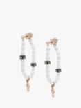 AllSaints Beaded Cross Charm Drop Earrings, Warm Brass