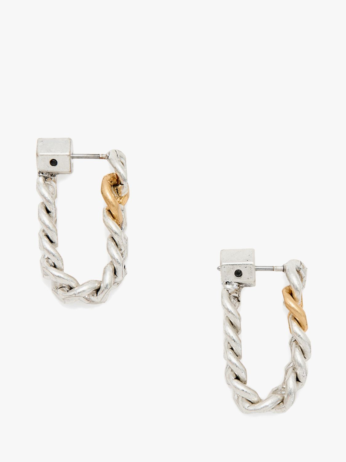 Allsaints Chain Drop Earrings Warm Silver 