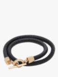 AllSaints Leather Tube Double Wrap Bracelet, Black/Gold