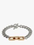 AllSaints Hexagon and Curb Link Chain Bracelet, Silver/Gold