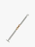 AllSaints Hexagon and Curb Link Chain Bracelet, Silver/Gold