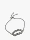 AllSaints Pave Oval Hoop Chain Bracelet, Warm Silver