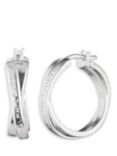 Lauren Ralph Lauren Sterling Silver Logo Engraved Twist Hoop Earrings, Silver