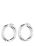 Lauren Ralph Lauren Sterling Silver Logo Engraved Twist Hoop Earrings, Silver