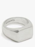 AllSaints Unisex Hexagon Signet Ring, Warm Silver