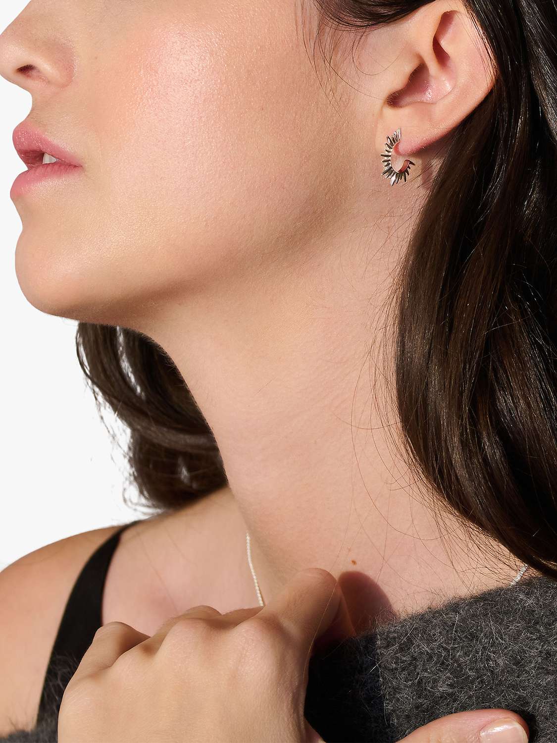 Buy Rachel Jackson London Electric Goddess Mini Huggie Hoop Earrings, Silver Online at johnlewis.com