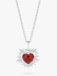 Rachel Jackson London Personalised Electric Love Birthstone Heart Sterling Silver Necklace, January - Garnet