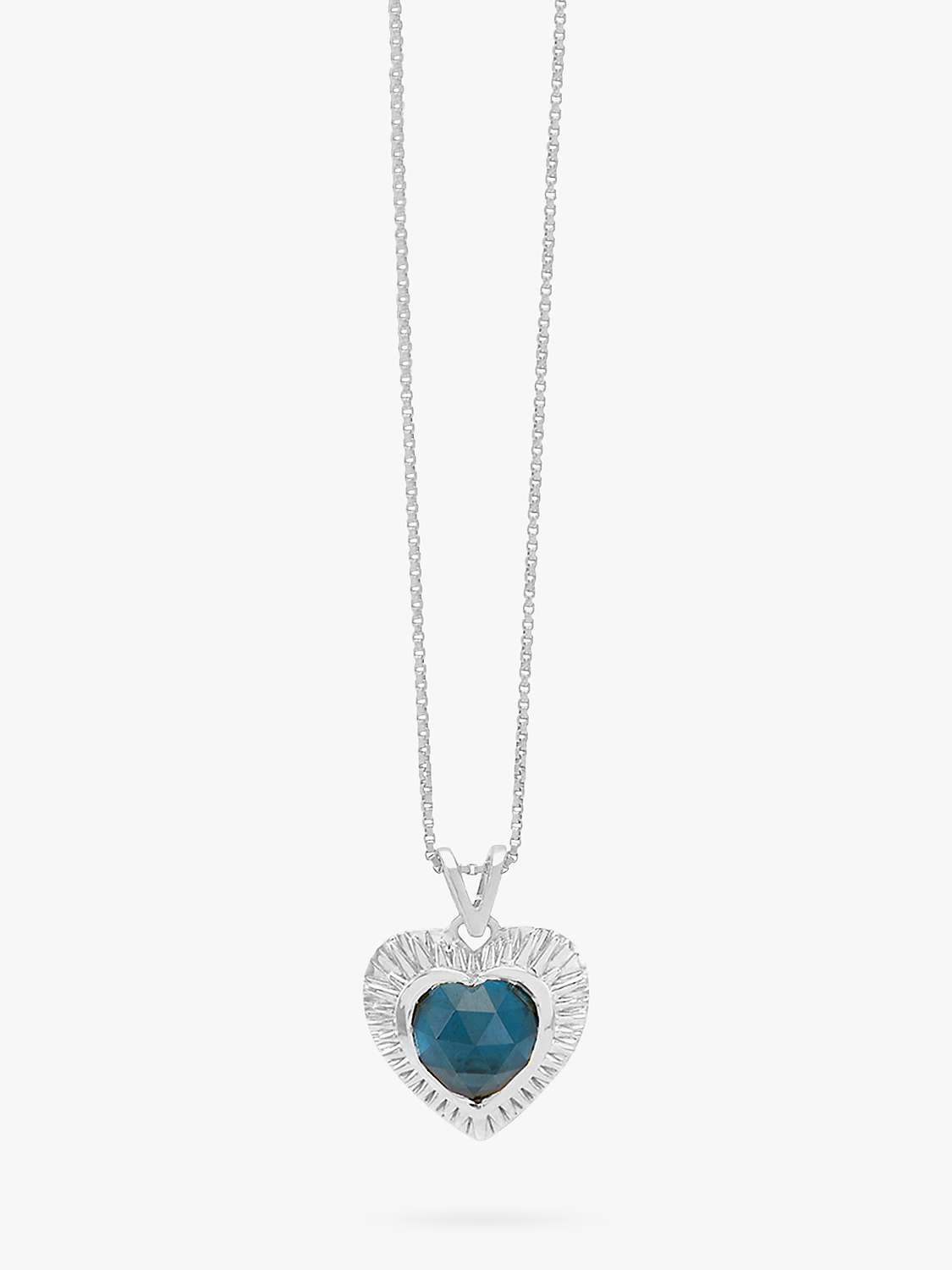 Buy Rachel Jackson London Personalised Electric Love Blue Topaz Heart Necklace, Silver Online at johnlewis.com