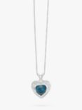 Rachel Jackson London Personalised Electric Love Blue Topaz Heart Necklace, Silver