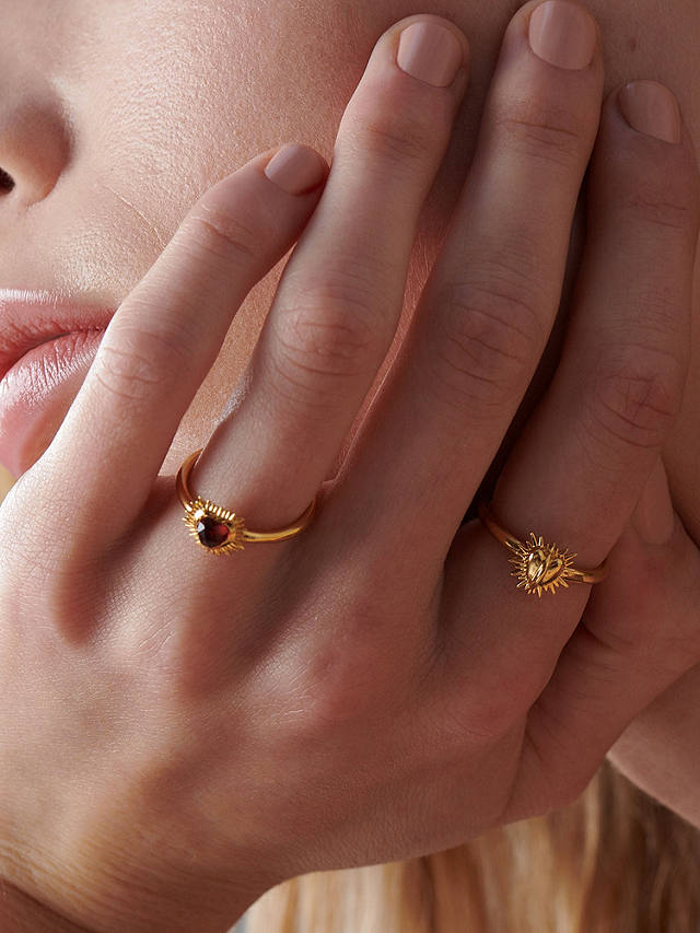 Rachel Jackson London Electric Love Mini Garnet Heart Ring, Gold