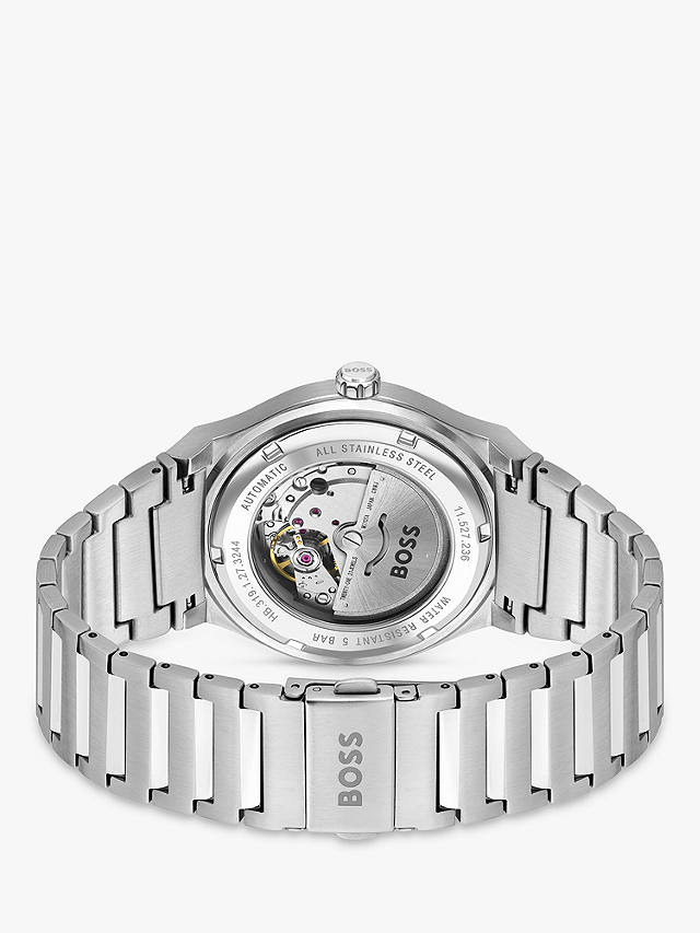 BOSS Men's Candor Automatic Textured Dial Bracelet Strap Watch, Silver/Black 1514117
