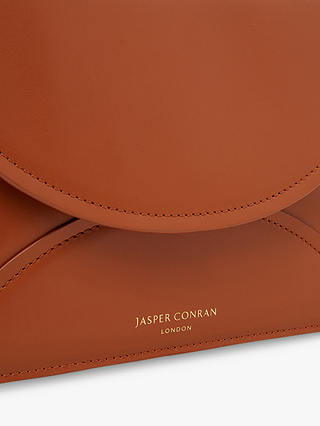 Jasper Conran London Darcey Leather Double Flap Cross Body Bag, Tan