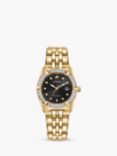 Citizen EW2712-55E Women's Eco-Drive Date Crystal Bracelet Strap Watch, Gold/Black