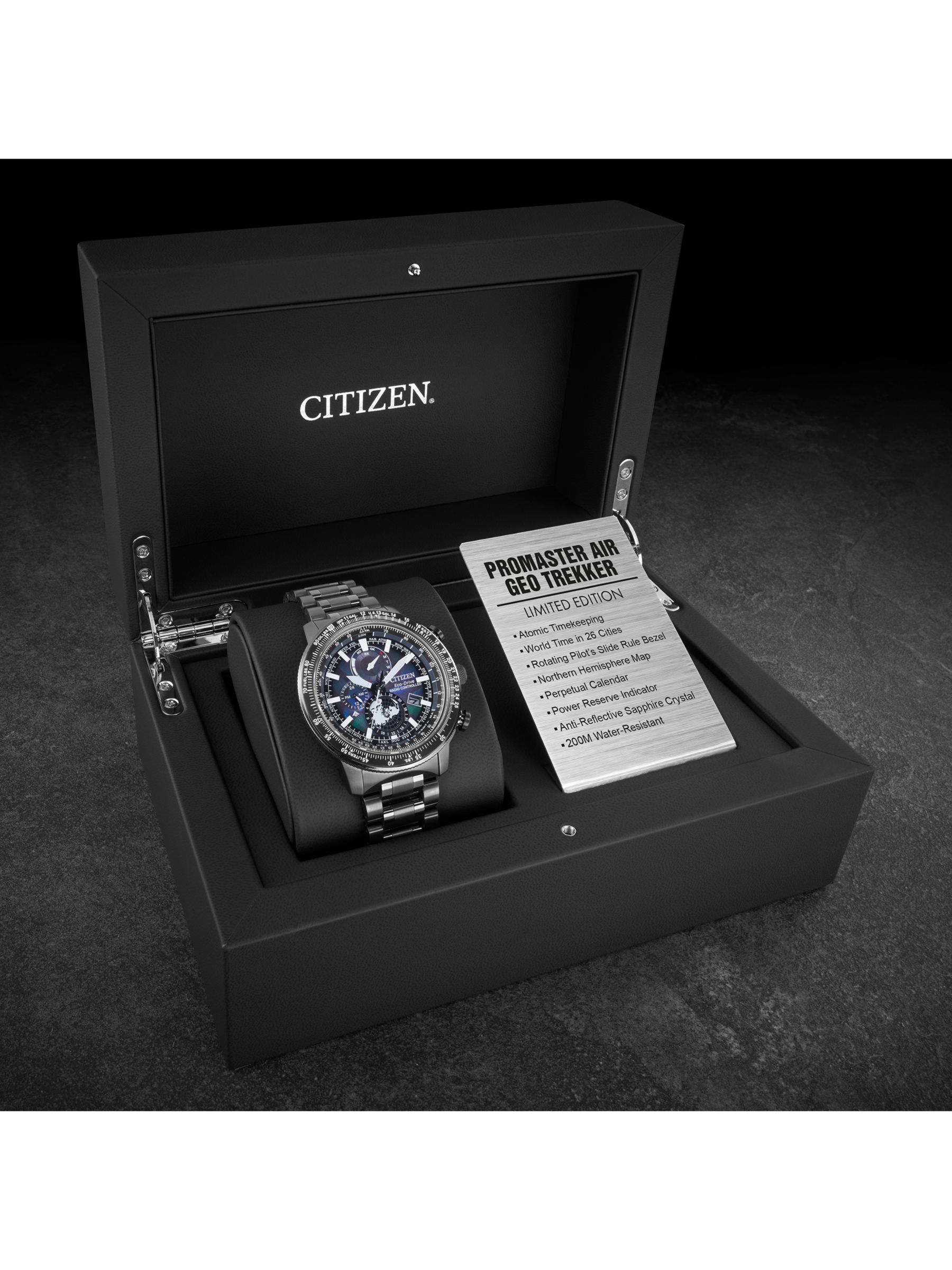 Citizen BY3005-56E Men's Pro Master Eco-Drive Chronograph Date Bracelet Strap Watch, Black/Blue