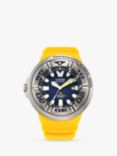 Citizen BJ8058-06L Men's Pro Master Professional Diver Eco-Drive Date Band Strap Watch, Yellow/Blue