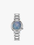 Citizen EM1110-81N Women's L Arcly Diamond Eco-Drive Bracelet Strap Watch, Silver/Blue