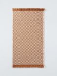 John Lewis Textured Check Fringed Bath Mat, Caramel