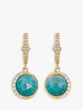 Astley Clarke White Sapphire and Amazonite Luna Drop Earrings, Gold