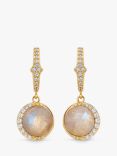 Astley Clarke White Sapphire and Moonstone Luna Drop Earrings, Gold