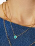 Astley Clarke Amazonite & White Sapphires Luna Pendant Necklace, Gold