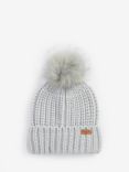 Barbour Saltburn Faux Fur Pom Pom Beanie Hat, Pearl Blue