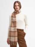 Barbour Tartan Wool Cashmere Blend Scarf, Camel