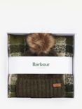 Barbour Saltburn Beanit Hat & Scarf Set, Ancient Loden