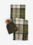 Barbour Saltburn Beanit Hat & Scarf Set, Ancient Loden