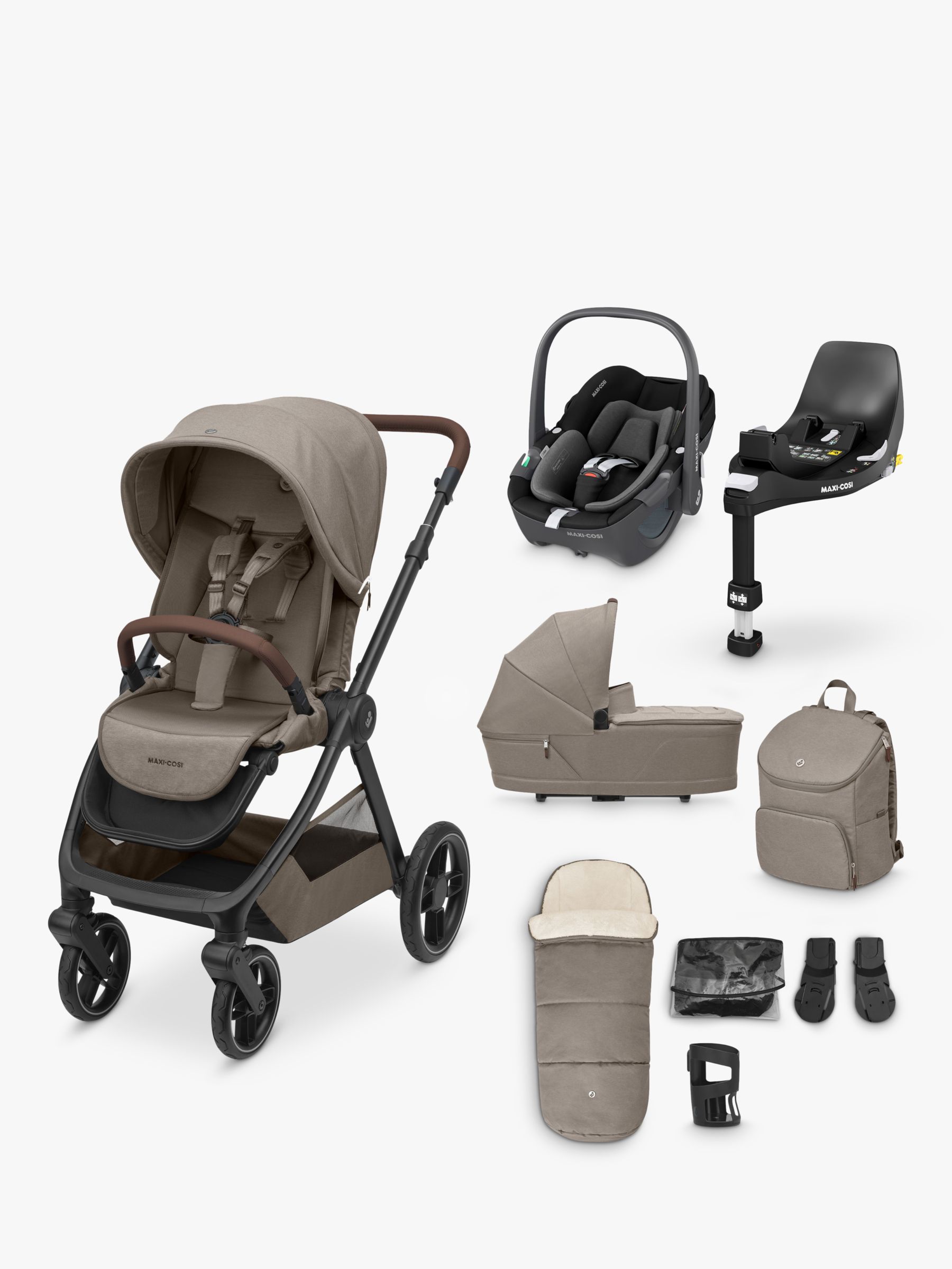Maxi-Cosi Oxford Pushchair & Accessories with Pebble 360 Car Seat and FamilyFix Base Bundle