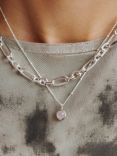 Daisy London Healing Stone Pendant Necklace, Silver/Rose Quartz