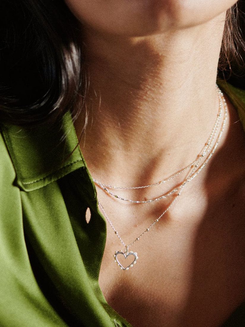 Buy Daisy London Heart Pearl Pendant Necklace, Silver Online at johnlewis.com
