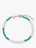 Daisy London Pearl and Turquoise Beaded Bracelet, Gold